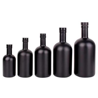 China Customizable Matte Black Beverage Vodka Glass Bottle With Plug for sale