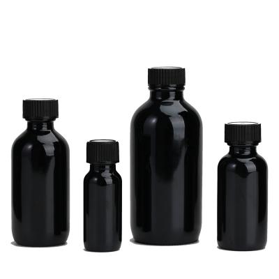 China Black Personal Care 15ml 30ml 60ml 120ml Boston Glass Bottle With Screw Cap Spray Dropper for sale