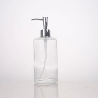 China Hot Sale 500ml Glass Bottle Packing Jar Pump Liquid Shampoo Hand Soap Bottle for sale