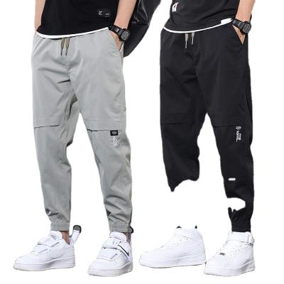 China Breathable Custom embroidery polyester smooth men pants casual cargo pants windproof men's track pants for sale