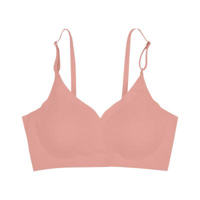 China QUICK DRY Traceless Ice Silk Padded Wire Free Woman Bralette Solid Color Ultra Soft Breathable Seamless Bra for sale