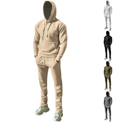 China Breathable High quality custom logo sweatsuit tracksuit two-pieces set for men athletic blank check hoodie and joggers pants set wholesale for sale