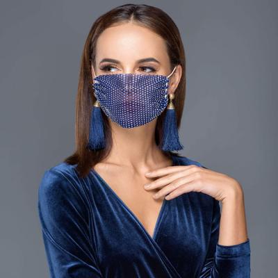 China breathable & Fashionale DWDP RTS Sparkly Rhinestone Bling Fashion Party Transparent Face Mask for sale