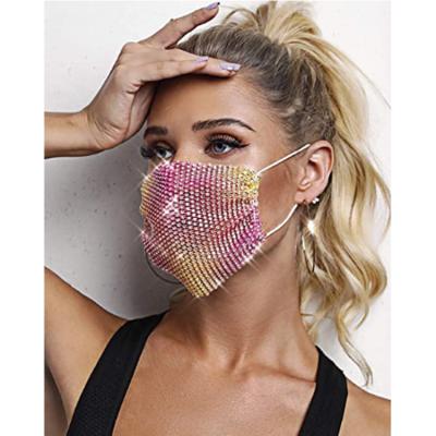 China breathable & Fashionale Fashion Reusable Sequin Face Bandanas Scarf Bling Mask Mouth Cover Anti-Dust Washable Face Mask DWDP For Music Festival Party for sale