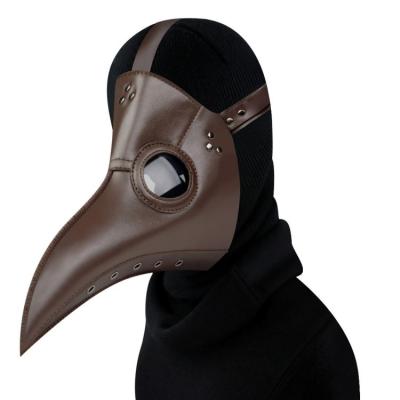 China Movie Character DWDP-HH13V Halloween Medieval Plague Doctor Masks PU Steampunk Leather Mask For Face Fashion Bird Beak Mask for sale