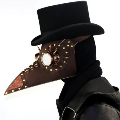 China Movie Character DWDP-HH15V Steampunk Plague Doctor Mask Leather In Plague Mask Black Beak PU Bird Medieval Halloween Cosplay Prop for sale