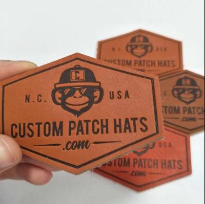 China DWDP Washable Jeans Apparel Labels Custom Logo Embossed Real Genuine Leather Maker Patches For Hats for sale