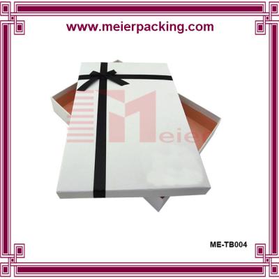 China Bespoke big size grey paper white printing bridesmaid dresses packaging Box with bow tie for sale