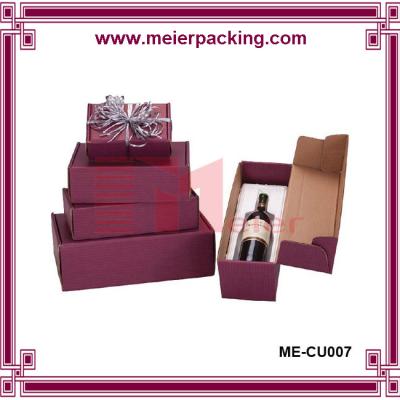 China Cheap price Purple printed Safe paper mail carton box with tray for single red wine bottle for sale