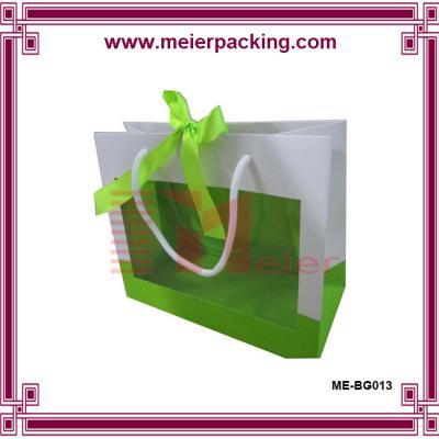 China Custom high quality recyclable white rope handle printed shopping gift box with clear window for sale