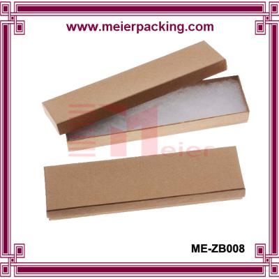 China hard kraft brown paper small jewel gift box packaging with cotton foam insert presentation jewelry box long for sale