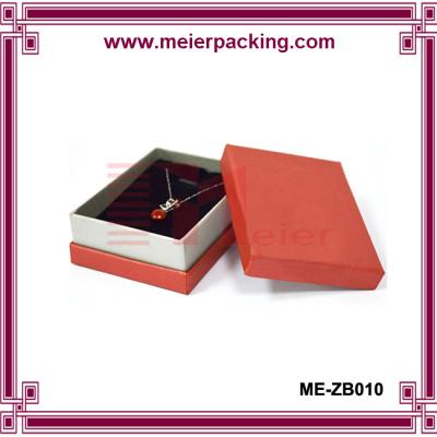 China Red texture paper cheap recyclable necklace box jewel packaging with black flocking insert for sale