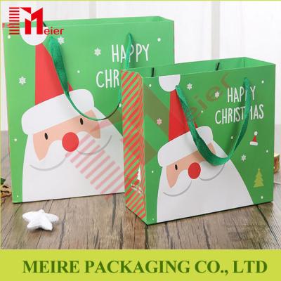 China Christmas Santa Claus Handle Paper Gift Bag Cookie Candy Bag Xmas Party Festival for sale