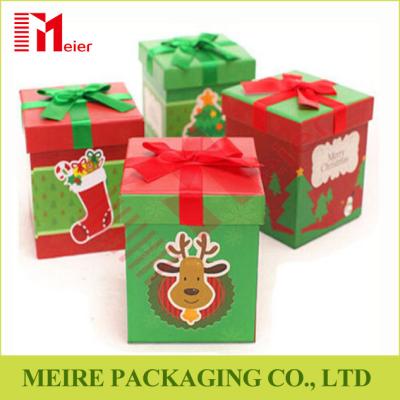 China Matte lamination Coardboard Paper Christmas Print Customized design with ribbon for apple for sale