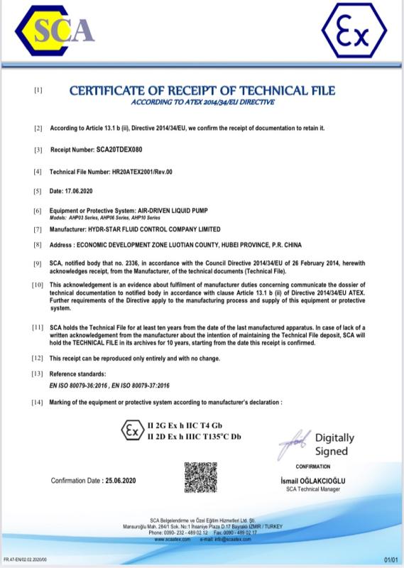 ATEX - Hydr-Star Fluid Control Company Limited