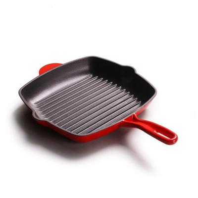 China Sustainable Pre Seasoned Cast Iron Skillet Cast Iron Square Grill Pan for sale