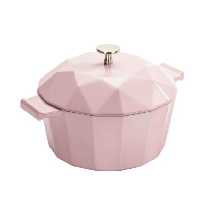 China Sustainable Custom Dutch Oven Cast Iron Enamel Light Pink Color Casserole for sale