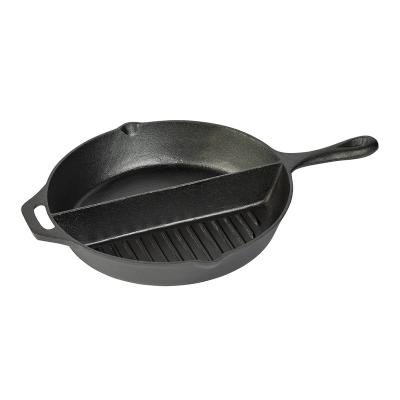 China 2 Non-Stick Viable in 1 Cast Iron Frying Pan Divided Grill Fry Baking Tray for sale