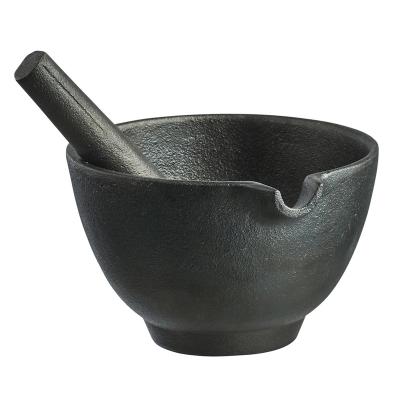 China Hot Selling Sustainable Cast Iron Mortar And Pestle With Mouth for sale