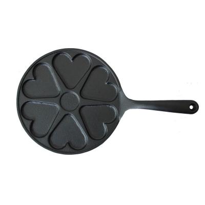 China Sustainable Cast Iron Pancake Pan For Making Heart Shape Mini Cake for sale