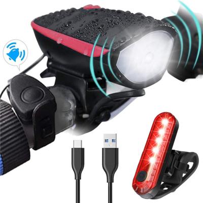 China 1200mA Lithium Battery Bicycle Usb Charging Front Light Horn Mountain Bike Loud Electric Horn Lights Horn Bell for sale