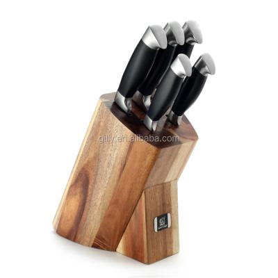 China New Sustainable Knife Set Safety Stainless Steel Kitchen Knife Serving Sets With Wooden Block for sale