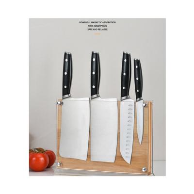 China 2021 Viable Exam Multifunctional Bamboo Magnetic Knife Block Knife Holder With Acrylic Shield for sale