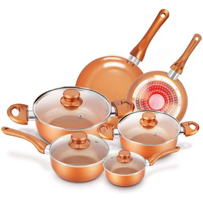 China 2021 Sustainable Top Selling Nonstick Cookware Sets From Amazon Aluminum Cookware-Set 10Pcs for sale