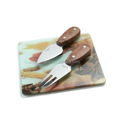 China Viable Glass Cutting Board Knife Set Knife Fork Tool Excellent Examination Serving Tray for sale