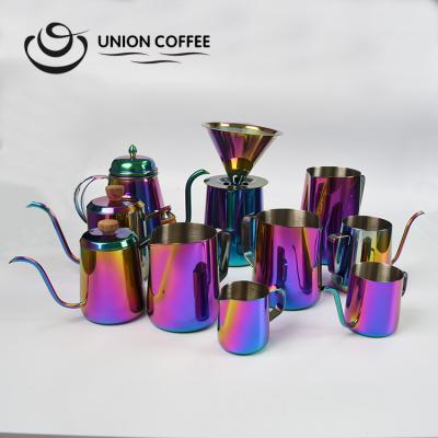 China Viable Coffee Flower Drawing Cup Milk Frothing Pitcher 304 Stainless Steel Milk Frothing Pitcher Latte Jug for sale