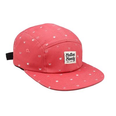 China JOINT Cotton 5 Panel Camp Hat Patch Label Patch Full Printing Pattern 5 Panel for sale