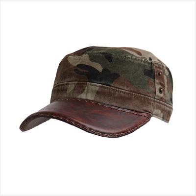 China JOINT Custom Plain Empty Flat Top Leather Camouflage Camouflage Hat Military Hat for sale