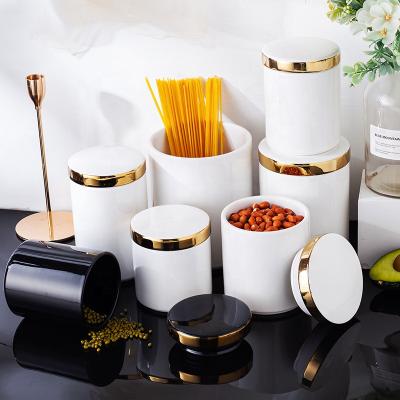 China Countertop White Food Storage Canisters Freshness Preservation  Utensil With Lid for sale