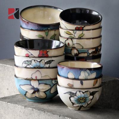 China Viable Custom Hand Painted Ceramic Ramen Bowl Japanese Restaurant Rice Bowl Set for sale