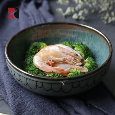 China Retro Large Sustainable Korean Pasta Noodle Bowls Ceramic Soup Bowl for sale