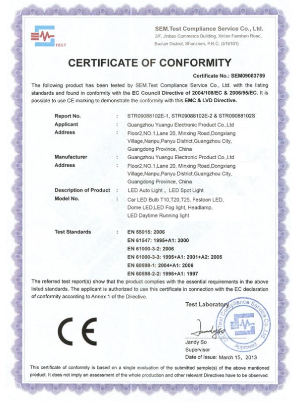 CE - Guangzhou Yuangu Electronic Product Co., Ltd.