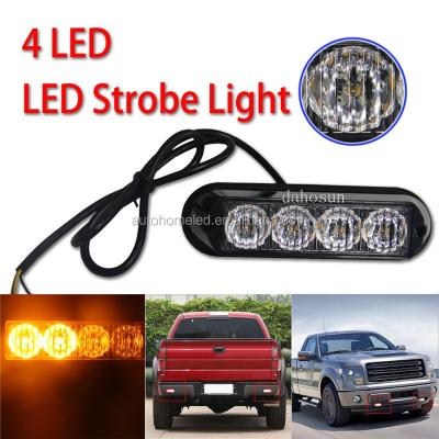 China New 4W High Power 4 LED Car Truck Emergency Light Flash Universal Waterproof Strobe Amber Universal for sale