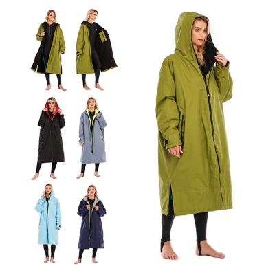 China Viable Beach Swimming Hooded Surfing Poncho Long Robe Change Clothes Blue And Yellow Poncho Towel Poncho Cheap for sale