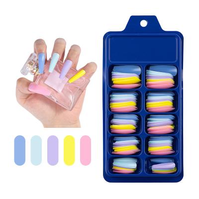 China 100pcs/box Design Colorful Ballerina Long Mix Color Random Press On False Nails Full Cover Flat Shiny Nails Coffin Nails for sale