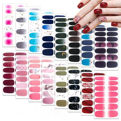 China Women Easy 14Tips And Saving Real Nail Polish Wraps Stars And Moon Full Nail Stickers Press On Nail Wraps for sale