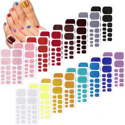 China Customizes Any Nail Size Customized 22 Decor Nail Art Polish Strips DIY Toenail Glitter Tips Decor With Free Mini Files for sale