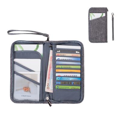 China Fashion Gray Waterproof Travel Passport Wallet Large Holder Passport Card Cover Travel Document Organizer for sale