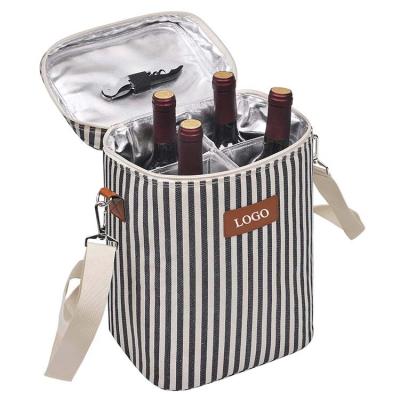 China Wine Carrier Bag 4 Insulated Bottle Wine Beer Cooler Tote Bag for sale