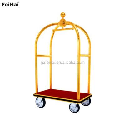 China Hotel Trolley Titanium Gold Coated Hotel Used Hunter Luggage Trolley Trolley for sale