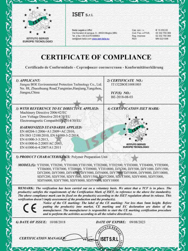 CE - Jiangsu BOE Environmental Protection Technology Co., Ltd.