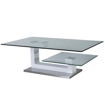 China Rectangular low stainless steel coffee table (the other) two layers of adjustable coffee table wholesale glass top contemporary design for sale