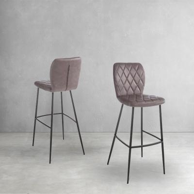 China Hot Selling Modern Convertible Bar Stool Chairs Lattice Fabric Design Metal High Rhombic Bar Chair For Kitchen for sale