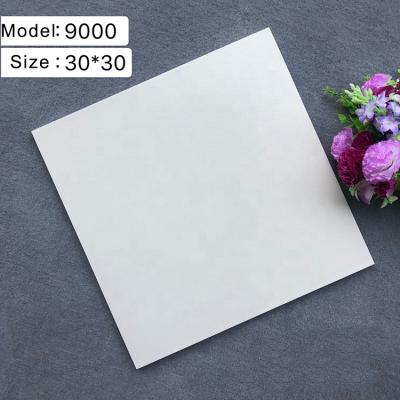 China Modern small size 300*300MM full-body floor tiles,pure white glazed anti-antique porcelain indoor marble pattern assortment up to for sale