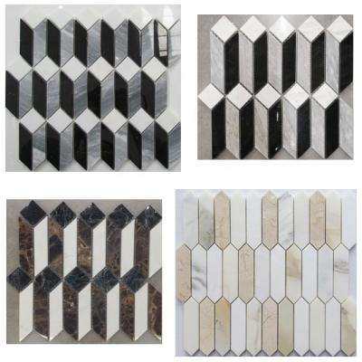 China Modern Polished Outdoor Irregular Bathroom Floor Tiles Glue Modern High End Glazed Arrow Shaped Mosaic Kitchen Wall Tiles for sale