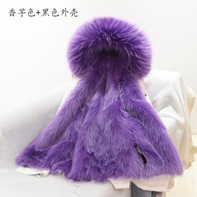 China Women Winter Parka Coat Faux Fox Fur Coat Anti-Shrink Long Winter Clothing With Hood for sale